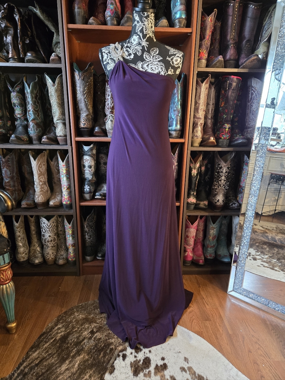 Long One Shoulder Putple Dress